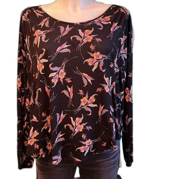 Free People Elsa Open Back Jersey Floral Top Size Small - Picture 5 of 5